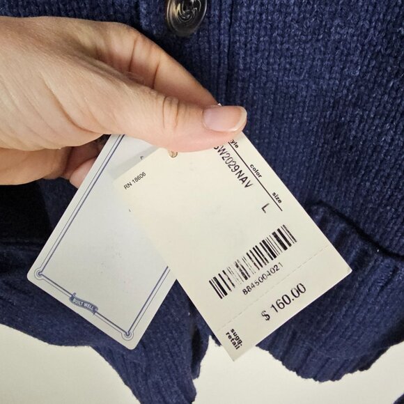 Schott Bros NYC Shawl Collar Cardigan Sweater L Corduroy Accent Fisherman Dad - Picture 6 of 12